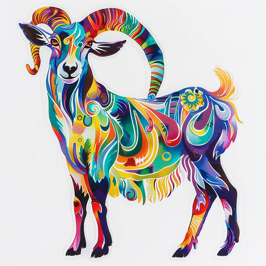 Goat majestic Expressive surreal Vinyl Decal Sticker for Car, Laptop, Tumbler and more # F020416-4" x 4"