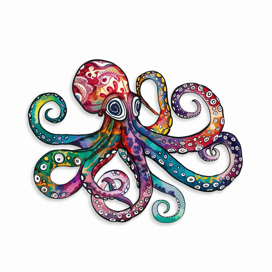 Sticker of a Octopus heartcore majestic Expressive surreal Vinyl Decal Sticker for Car, Laptop, Tumbler and more # F015475