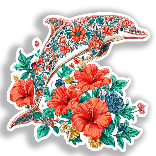 Dolphin Vinyl Decal Sticker for Car, Laptop, Tumbler and more # A018569-4" x 4"