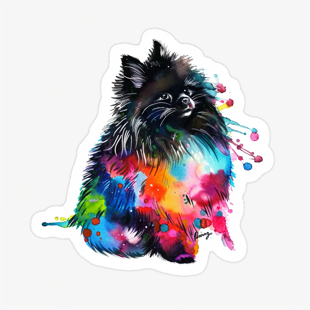 Sticker of a Pomeranian Dog cartoon majestic Expressive surreal Vinyl Decal Sticker for Car, Laptop, Tumbler and more # F013907