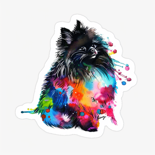 Sticker of a Pomeranian Dog cartoon majestic Expressive surreal Vinyl Decal Sticker for Car, Laptop, Tumbler and more # F013907