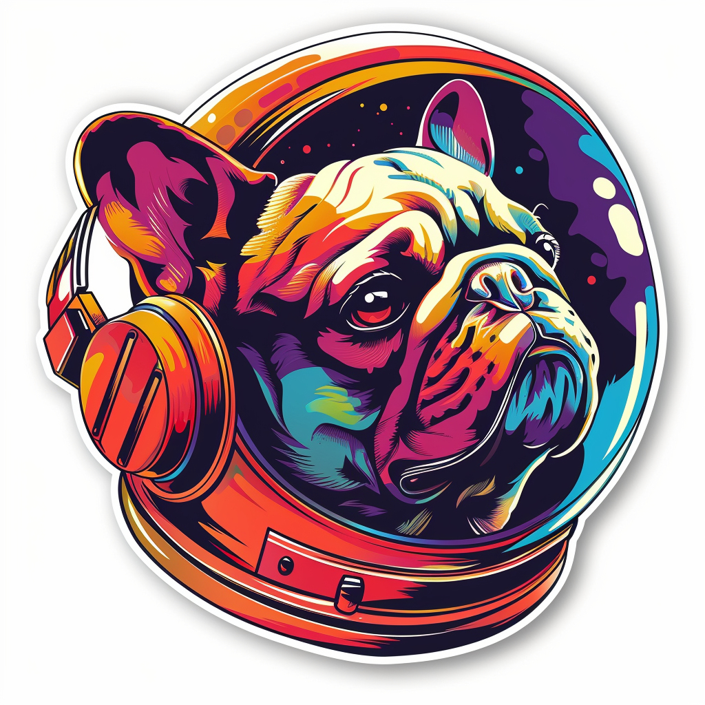 Bulldog Dog astronaut majestic Expressive surreal Vinyl Decal Sticker for Car, Laptop, Tumbler and more # F017303