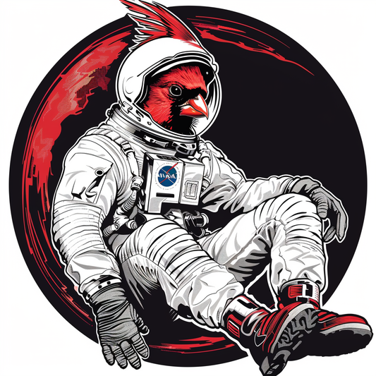 Cardinal Bird wearing sunglasses maje Expressive surreal Vinyl Decal Sticker for Car, Laptop, Tumbler and more # F024209