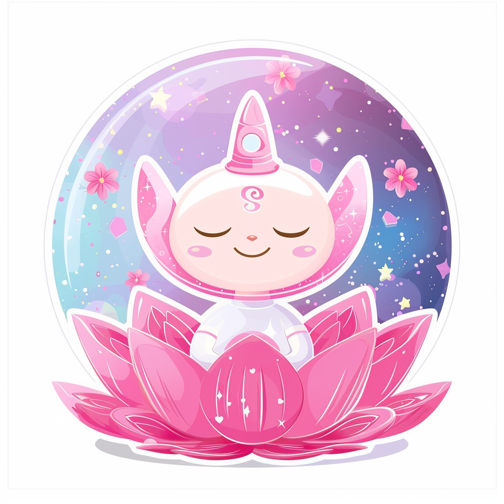 Sticker of a Cute and Adorable Buddha full body space suit Expressive surreal Vinyl Decal Sticker for Car, Laptop, Tumbler and more # F017186