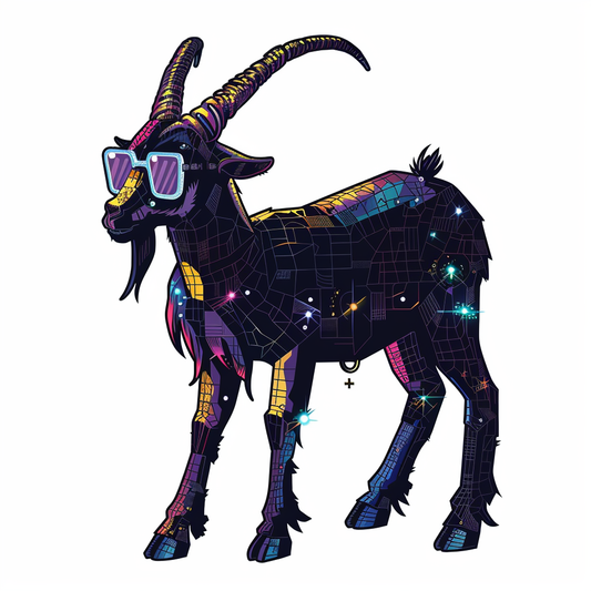 Goat cyber punk majestic Expressive surreal Vinyl Decal Sticker for Car, Laptop, Tumbler and more # F020618-4" x 4"