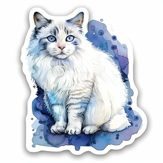 Adorable Turkish Angora Cat  Vinyl Decal Sticker for Car, Laptop, Tumbler and more # F020795-4" x 4"
