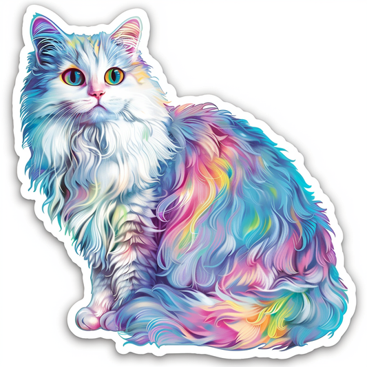 Adorable Turkish Angora Cat  Vinyl Decal Sticker for Car, Laptop, Tumbler and more # F020944-4" x 4"
