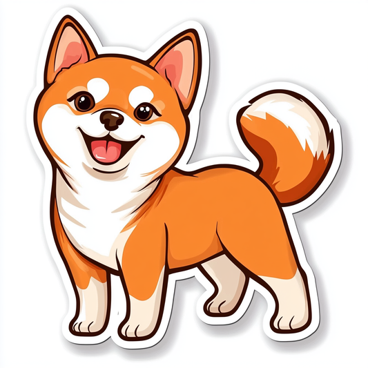 Shiba Inu sticker cartoon style Expressive surreal Vinyl Decal Sticker for Car, Laptop, Tumbler and more # F025805