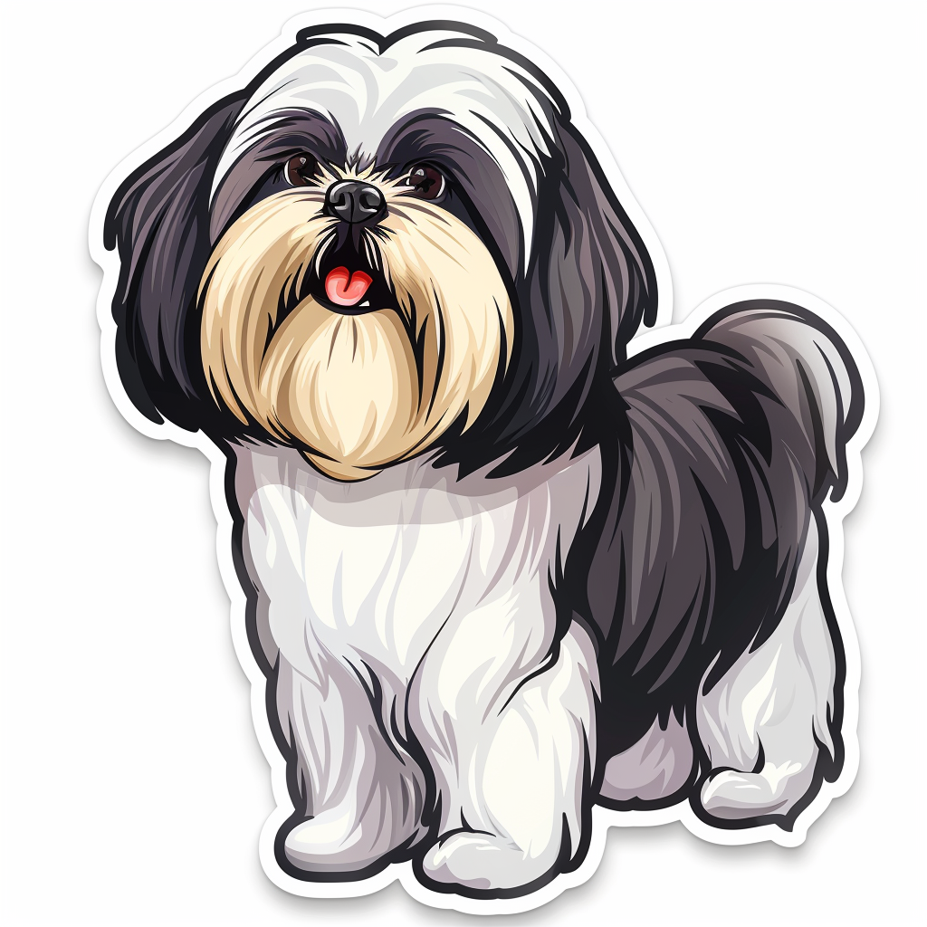 Adorable Shih Tzu Dog Expressive surreal Vinyl Decal Sticker for Car, Laptop, Tumbler and more # F018501