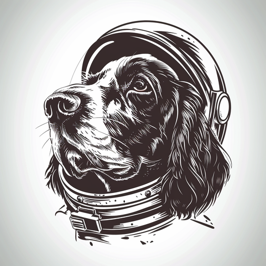 Cocker Spaniel Dog astronaut majestic Expressive surreal Vinyl Decal Sticker for Car, Laptop, Tumbler and more # F020230-4" x 4"