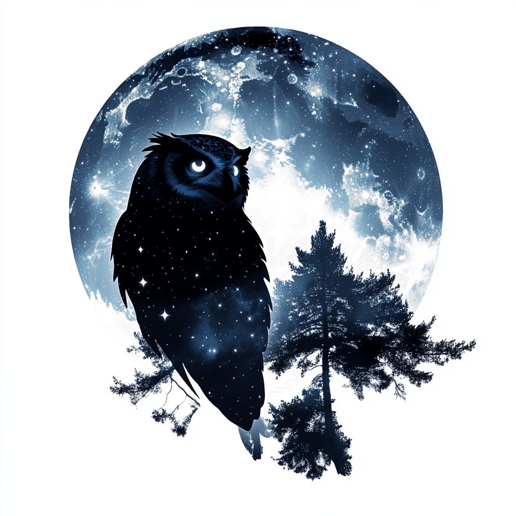 Owl Moon and Stars Vinyl Decal Sticker for Car, Laptop, Tumbler and more # F025724