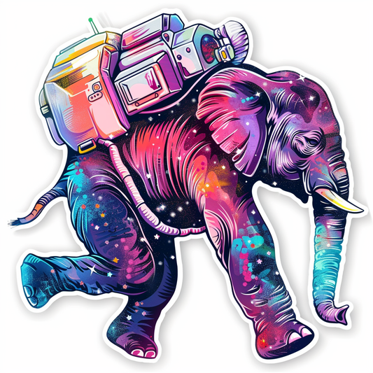 Elephant Expressive surreal Vinyl Decal Sticker for Car, Laptop, Tumbler and more # F022204-4" x 4"