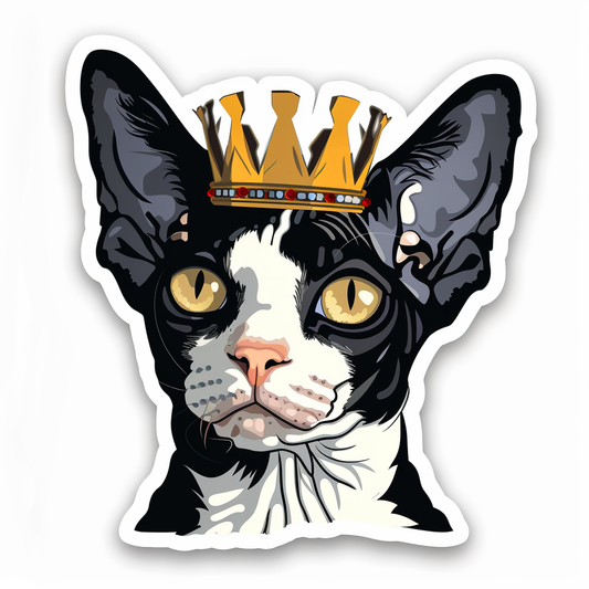 Adorable Cornish Rex Cat Expressive surreal Vinyl Decal Sticker for Car, Laptop, Tumbler and more # F021448-4" x 4"