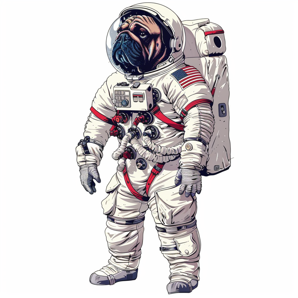 Bulldog Dog astronaut majestic Expressive surreal Vinyl Decal Sticker for Car, Laptop, Tumbler and more # F017331