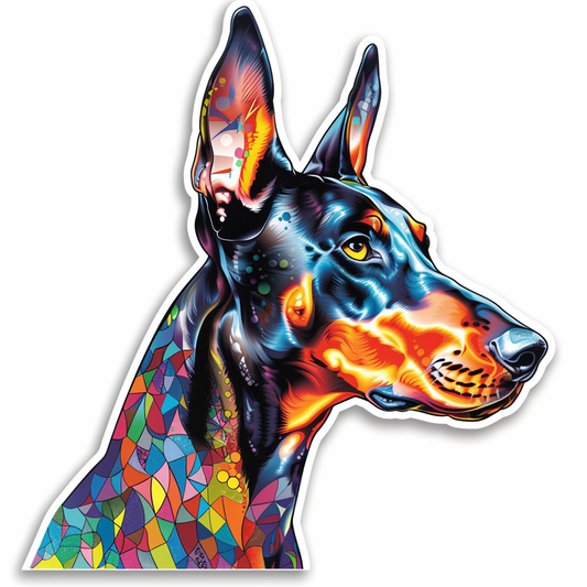 Doberman Pinscher Dog majestic Expressive surreal Vinyl Decal Sticker for Car, Laptop, Tumbler and more # F019620-4" x 4"