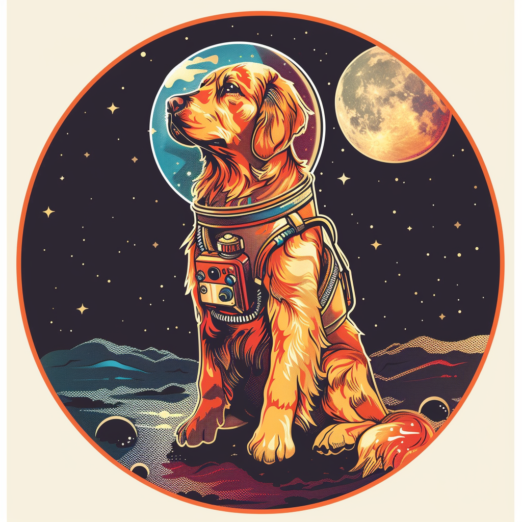 Golden Retriever Dog astronaut Vinyl Decal Sticker for Car, Laptop, Tumbler and more # F010482