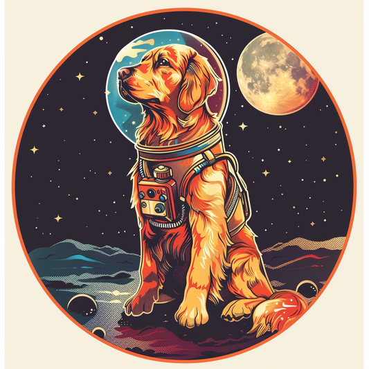 Golden Retriever Dog astronaut Vinyl Decal Sticker for Car, Laptop, Tumbler and more # F010482