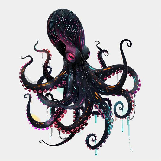 Sticker of a Octopus cyber punk majestic Expressive surreal Vinyl Decal Sticker for Car, Laptop, Tumbler and more # F015623