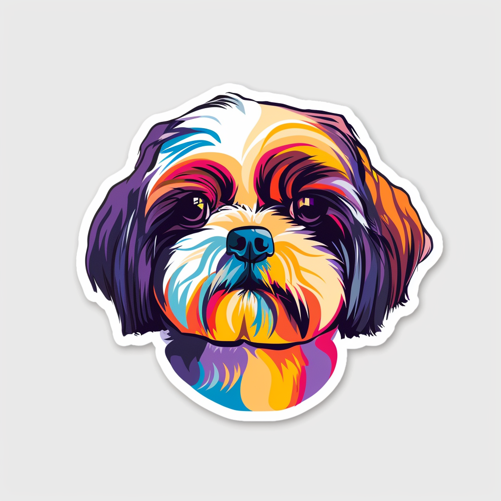 Adorable Shih Tzu Dog Expressive surreal Vinyl Decal Sticker for Car, Laptop, Tumbler and more # F018541