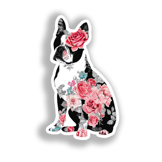 Boston Terrier Dog Vinyl Decal Sticker for Car, Laptop, Tumbler and more # A019015-4" x 4"