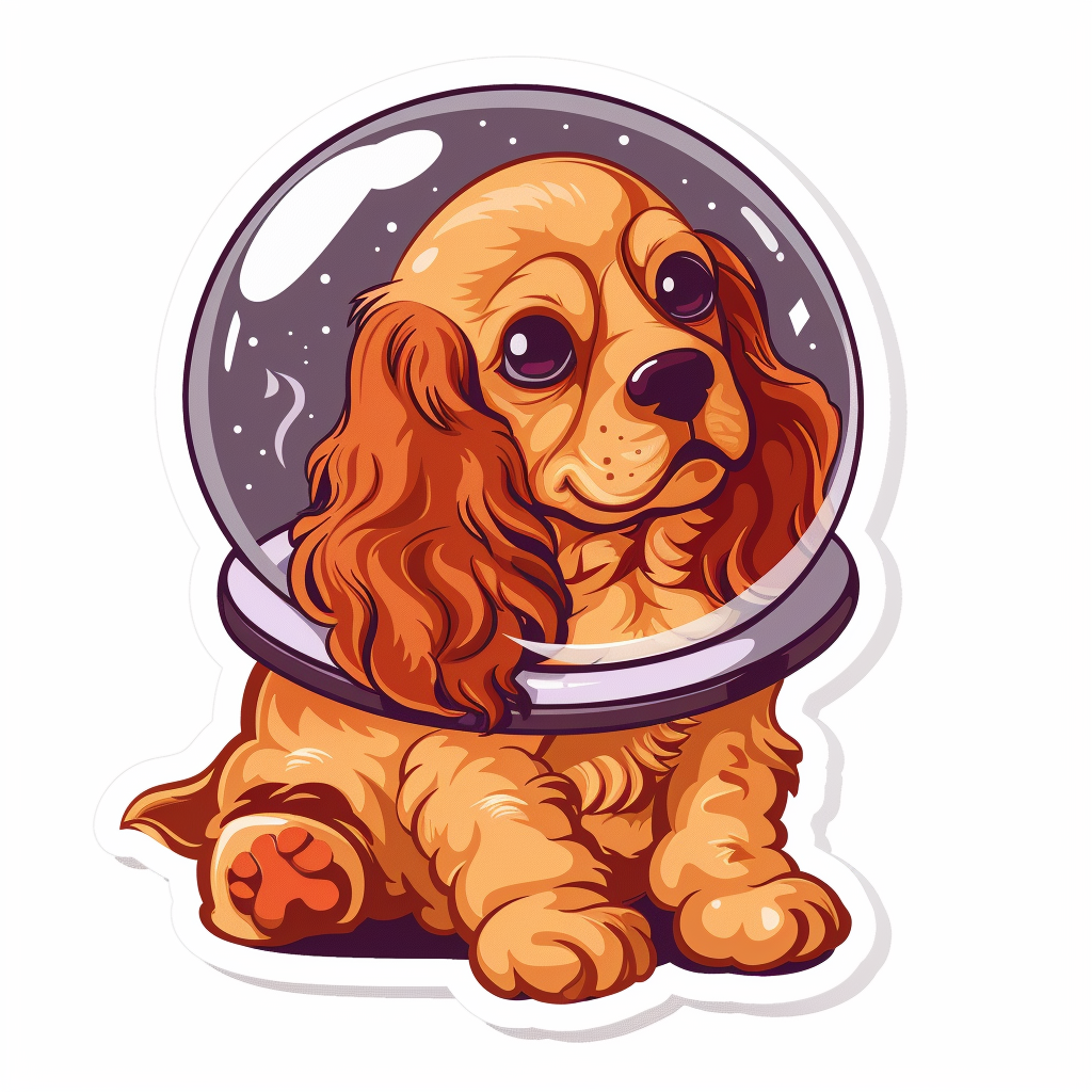Cute and Adorable Cocker Spaniel Dog Expressive surreal Vinyl Decal Sticker for Car, Laptop, Tumbler and more # F019984-4" x 4"