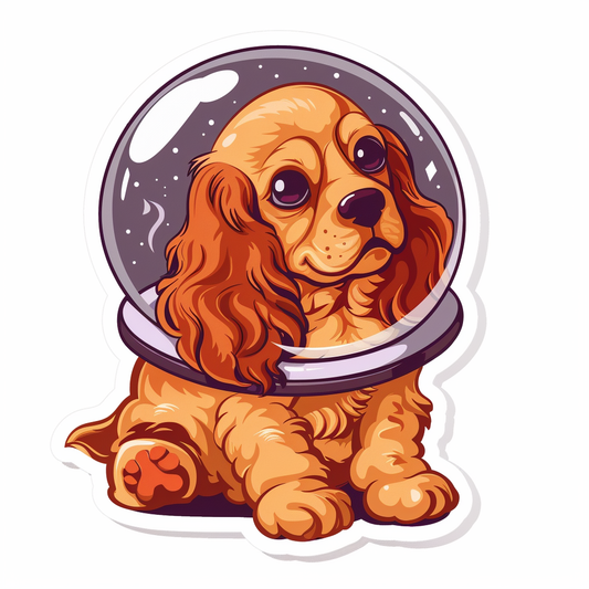 Cute and Adorable Cocker Spaniel Dog Expressive surreal Vinyl Decal Sticker for Car, Laptop, Tumbler and more # F019984-4" x 4"
