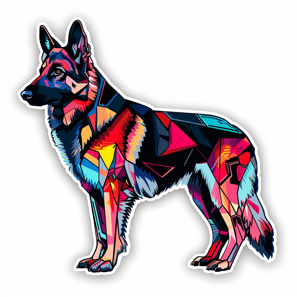 German Shepherd Dog cyber punk Vinyl Decal Sticker for Car, Laptop, Tumbler and more # F011568