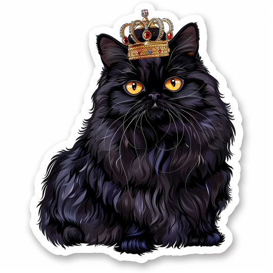 Persian Cat crowned majestic Expressive surreal Vinyl Decal Sticker for Car, Laptop, Tumbler and more # F016158