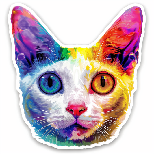 Adorable Turkish Angora Cat  Vinyl Decal Sticker for Car, Laptop, Tumbler and more # F020880-4" x 4"