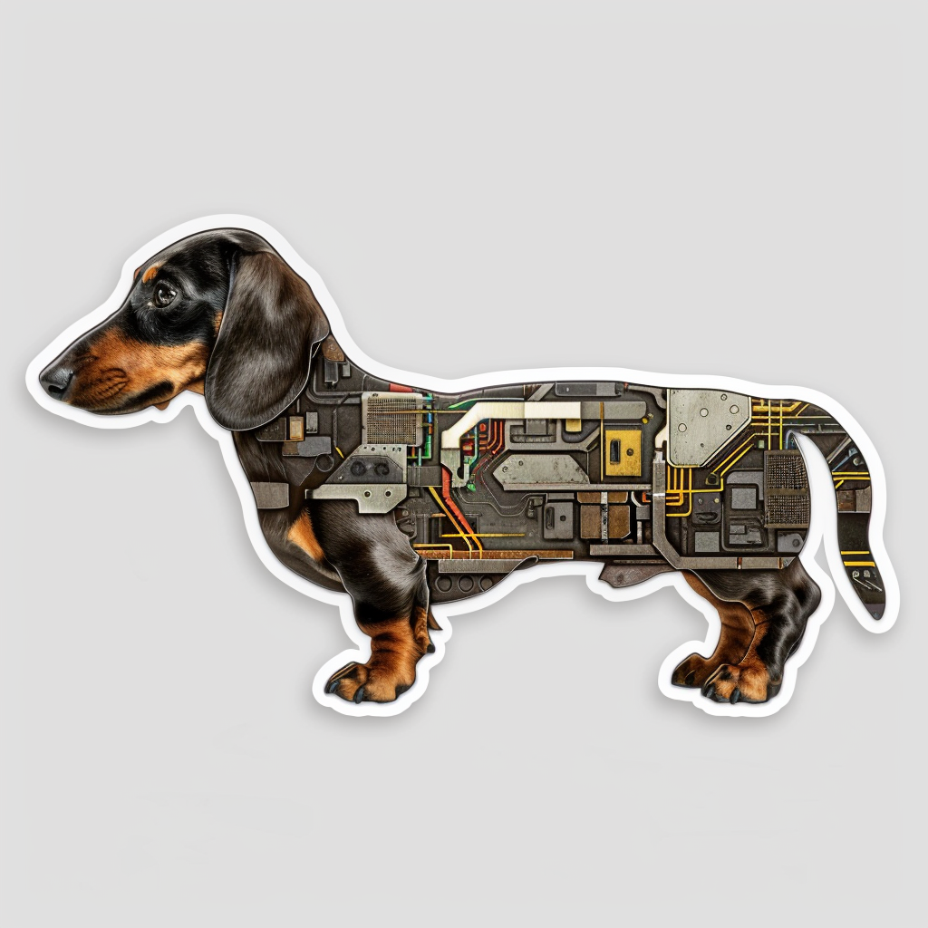 Dachshund Dog cyber punk Vinyl Decal Sticker for Car, Laptop, Tumbler and more # F012893