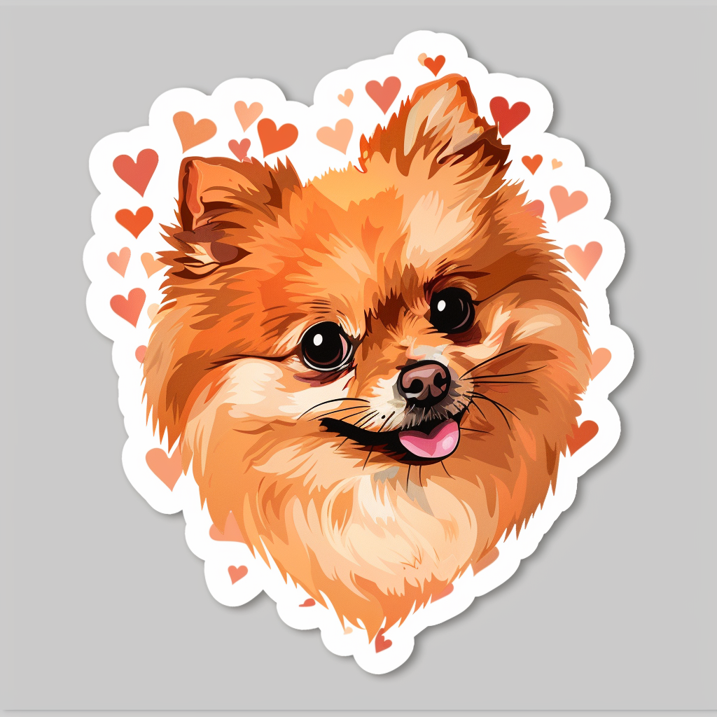 Sticker of a Pomeranian Dog majestic Expressive surreal Heartcore Vinyl Decal Sticker for Car, Laptop, Tumbler and more # F014049