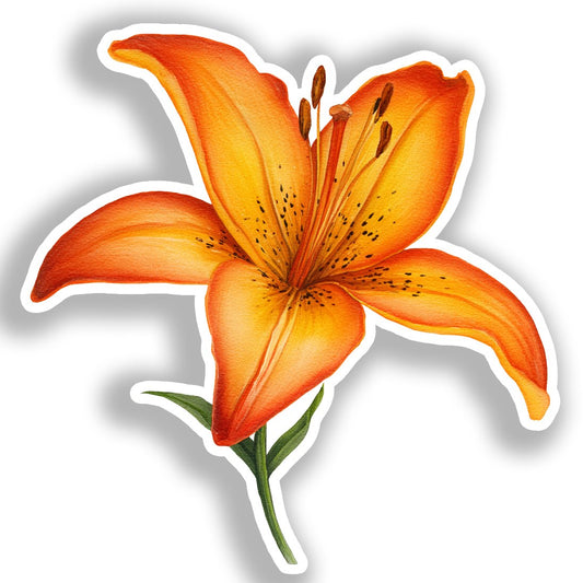 Lily Flower Vinyl Decal Sticker for Car, Laptop, Tumbler and more # A019422-4" x 4"
