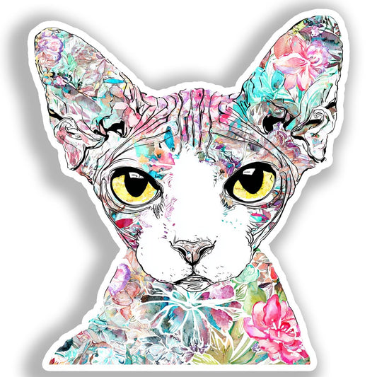 Devon Rex Cat Vinyl Decal Sticker for Car, Laptop, Tumbler and more # A019686-4" x 4"