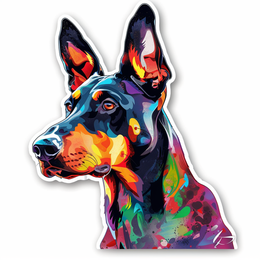 Sticker of a Doberman Pinscher Dog majestic Expressive surreal Vinyl Decal Sticker for Car, Laptop, Tumbler and more # F019229