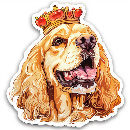 Cocker Spaniel Dog crowned majestic Expressive surreal Vinyl Decal Sticker for Car, Laptop, Tumbler and more # F020248-4" x 4"
