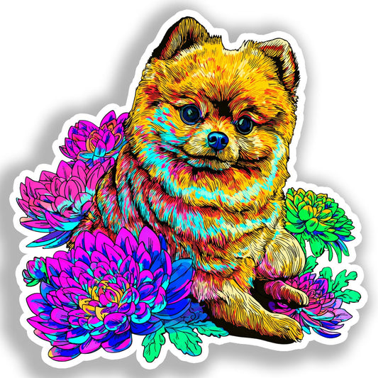 Pomeranian Dog Vinyl Decal Sticker for Car, Laptop, Tumbler and more # A017414-4" x 4"