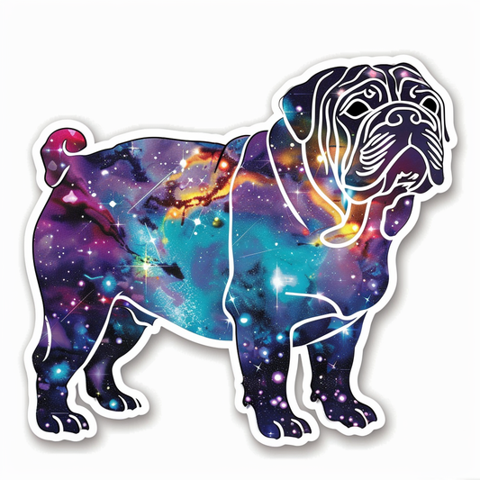 Bulldog Dog galaxy majestic Expressive surreal Vinyl Decal Sticker for Car, Laptop, Tumbler and more # F017492