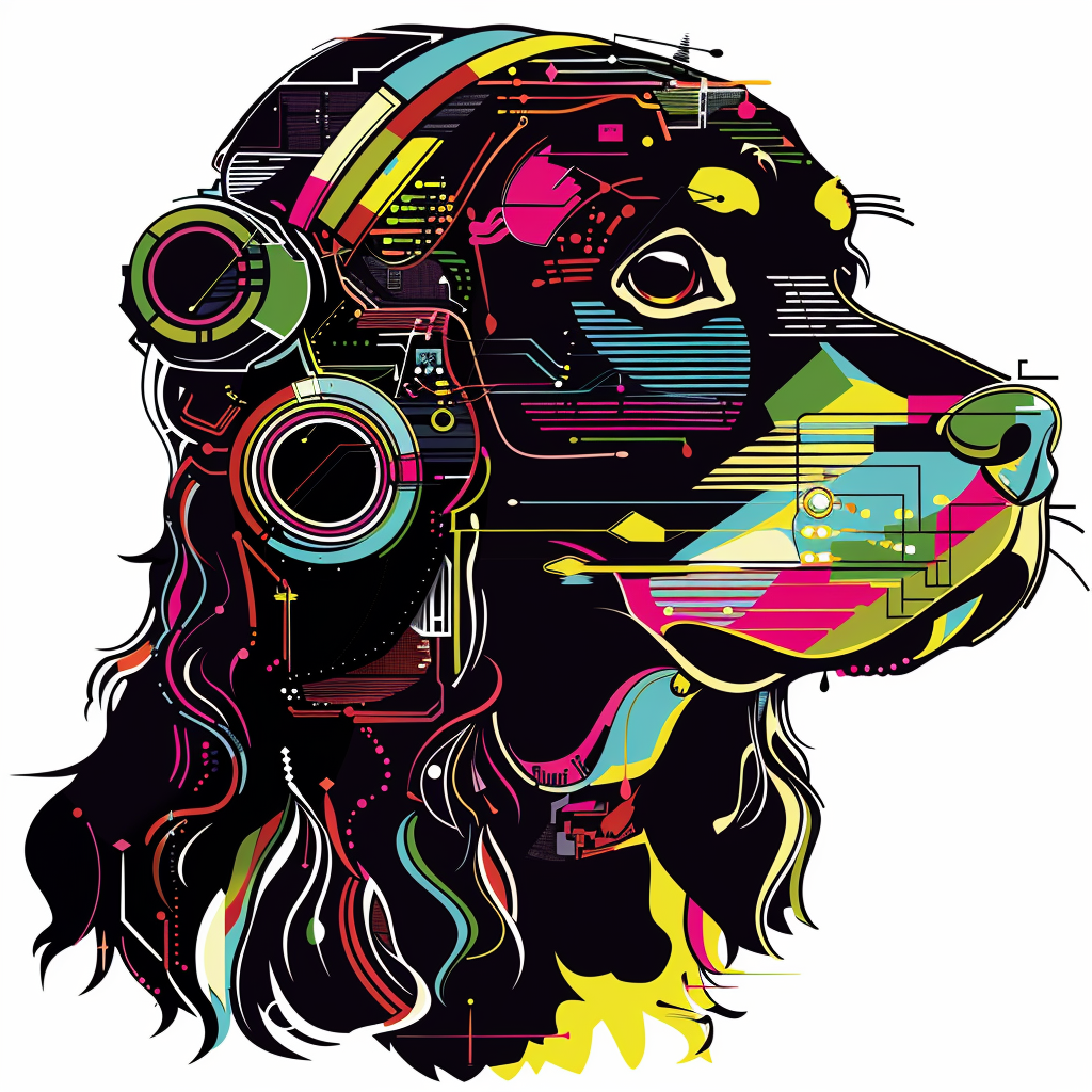 Cocker Spaniel Dog cyber punk Expressive surreal Vinyl Decal Sticker for Car, Laptop, Tumbler and more # F020314-4" x 4"