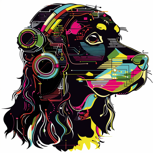 Cocker Spaniel Dog cyber punk Expressive surreal Vinyl Decal Sticker for Car, Laptop, Tumbler and more # F020314-4" x 4"