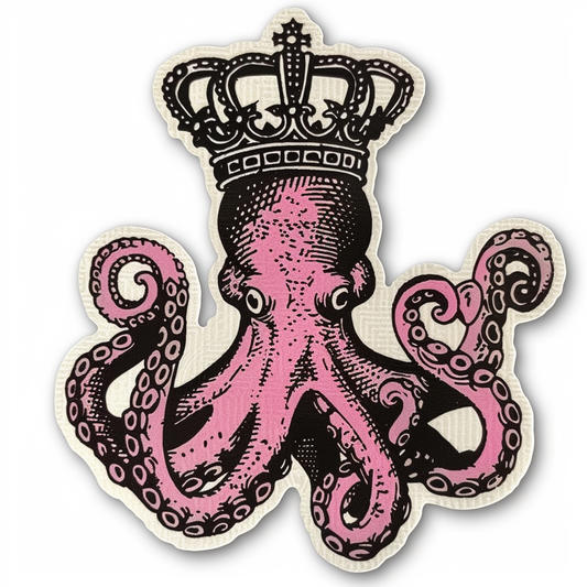 Octopus crowned majestic Expressive surreal Vinyl Decal Sticker for Car, Laptop, Tumbler and more # F015566-16" x 16"