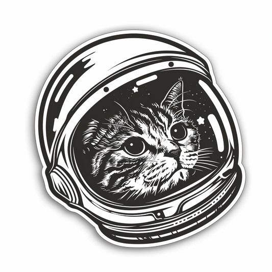 American Shorthair Cat astronaut Expressive surreal Vinyl Decal Sticker for Car, Laptop, Tumbler and more # F019785-4" x 4"