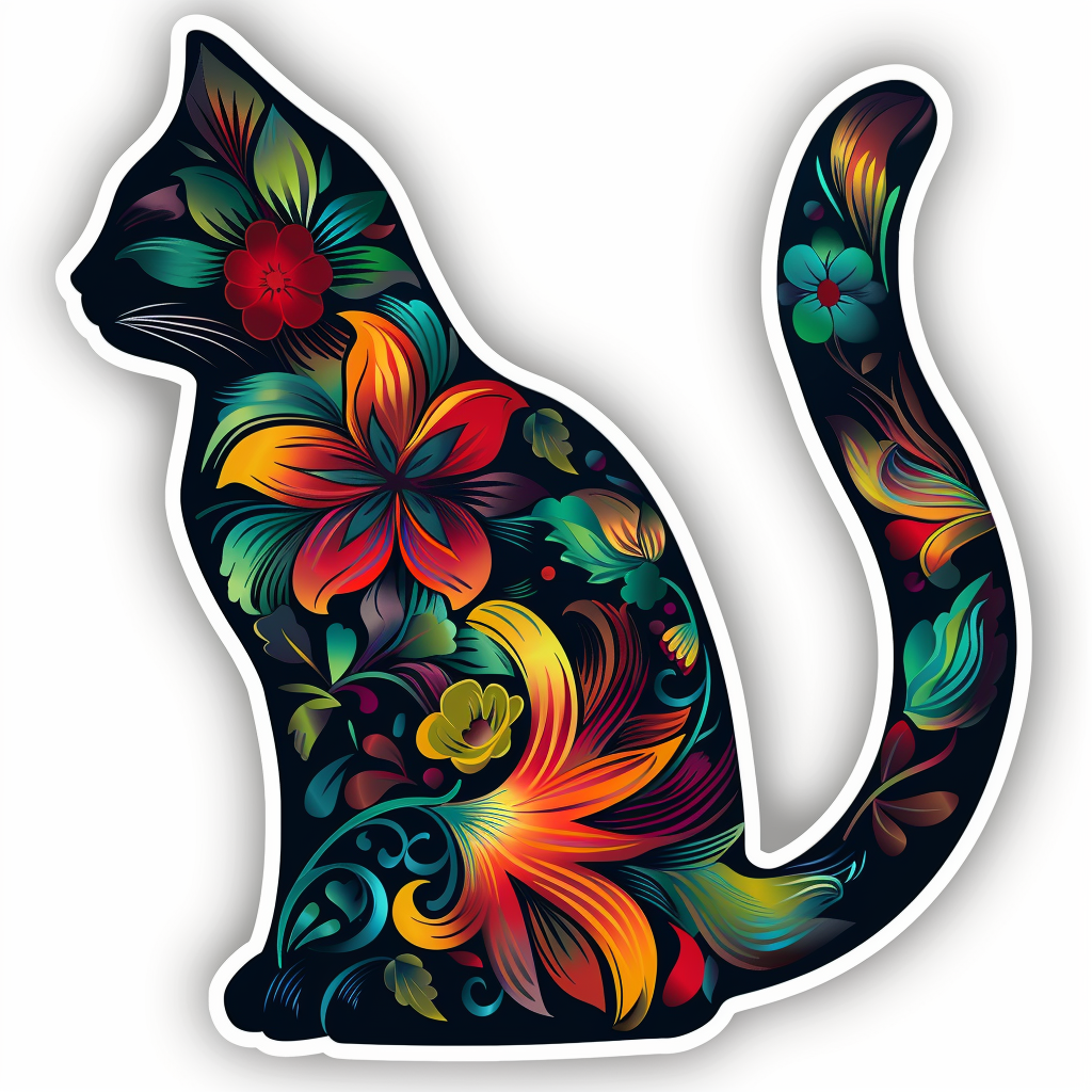 American Shorthair Cat floral majestic Expressive surreal Vinyl Decal Sticker for Car, Laptop, Tumbler and more # F018557