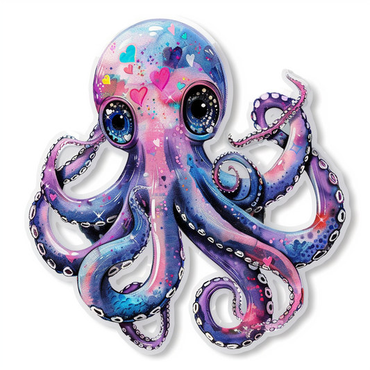 Sticker of a Octopus heartcore texture Expressive surreal Vinyl Decal Sticker for Car, Laptop, Tumbler and more # F015774