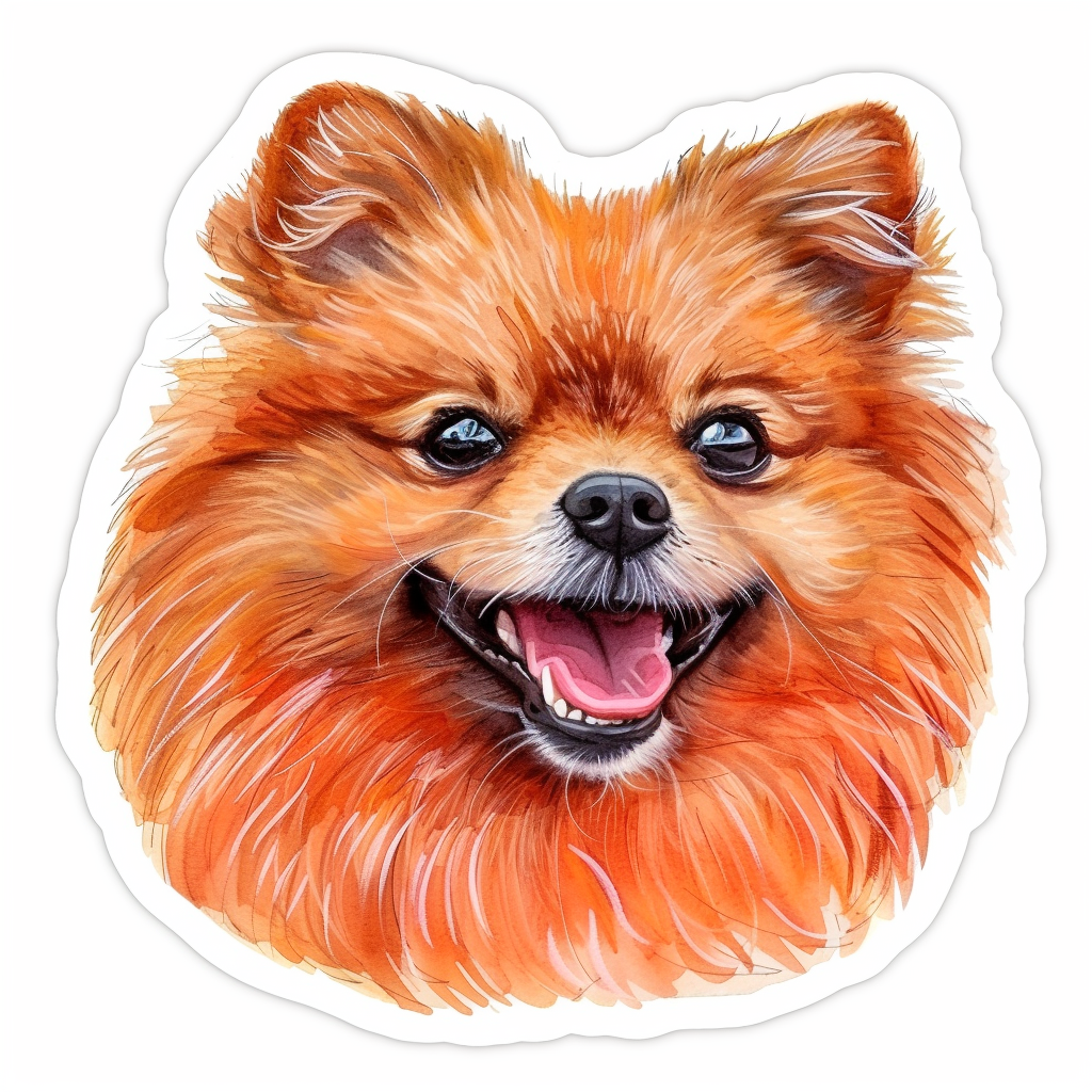 Pomeranian Dog watercolor Expressive surreal Vinyl Decal Sticker for Car, Laptop, Tumbler and more # F018009