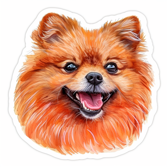 Pomeranian Dog watercolor Expressive surreal Vinyl Decal Sticker for Car, Laptop, Tumbler and more # F018009