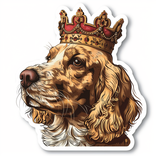 Cocker Spaniel Dog crowned majestic Expressive surreal Vinyl Decal Sticker for Car, Laptop, Tumbler and more # F020246-4" x 4"