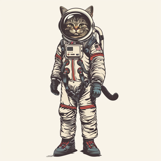 American Shorthair Cat astronaut Expressive surreal Vinyl Decal Sticker for Car, Laptop, Tumbler and more # F019794-4" x 4"