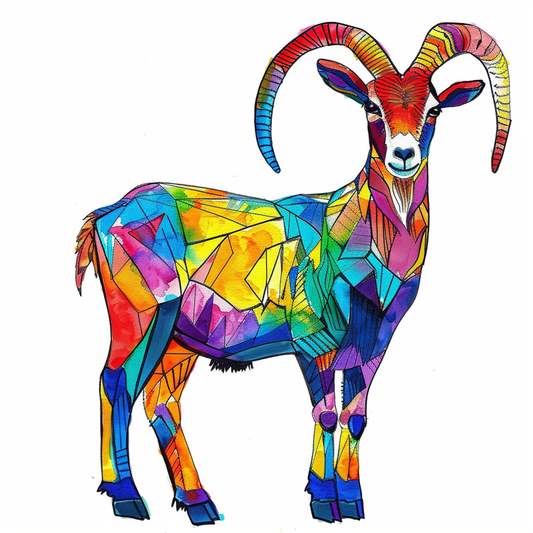 Goat majestic Expressive surreal Vinyl Decal Sticker for Car, Laptop, Tumbler and more # F020444-4" x 4"