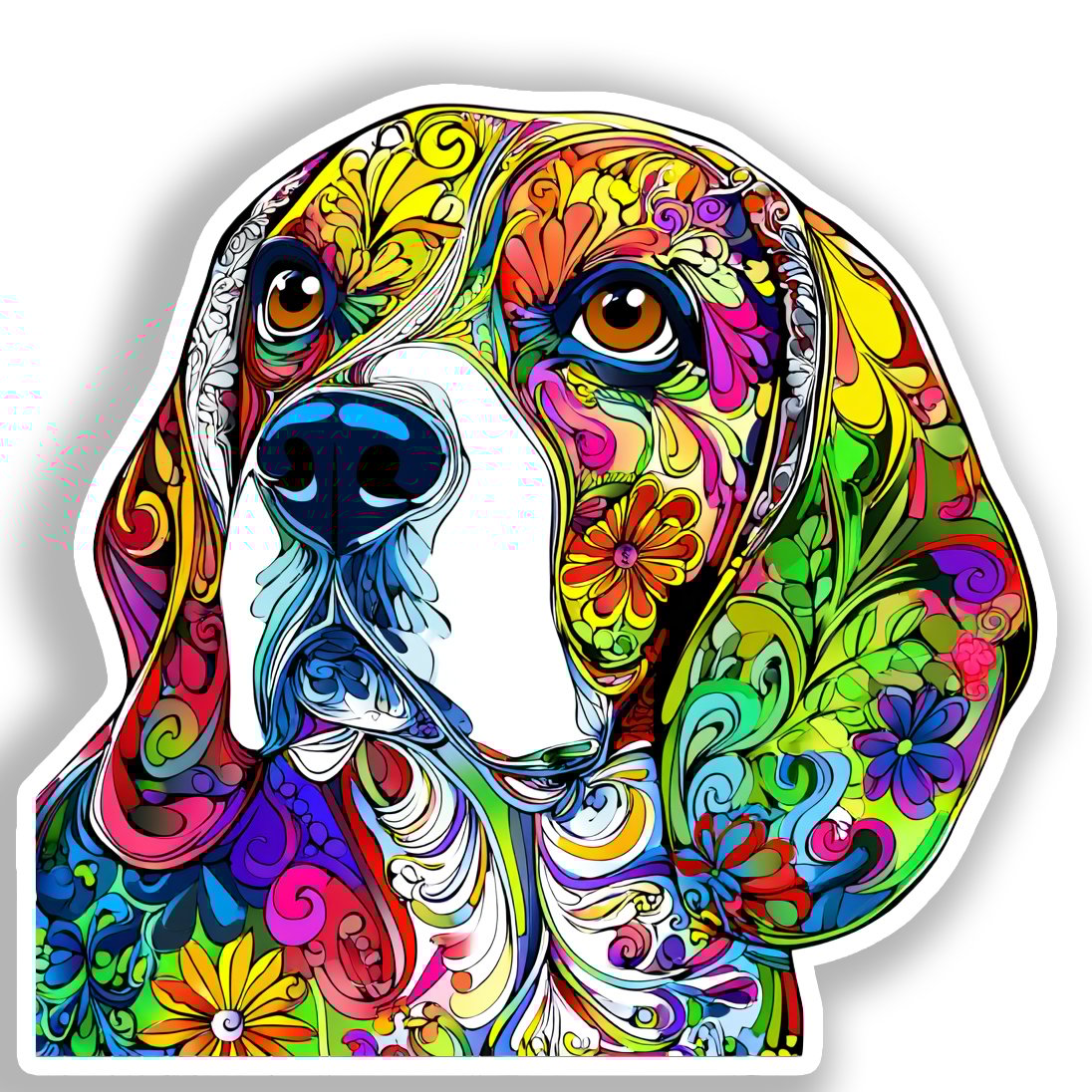 Beagle Dog Vinyl Decal Sticker for Car, Laptop, Tumbler and more # A018660-4" x 4"
