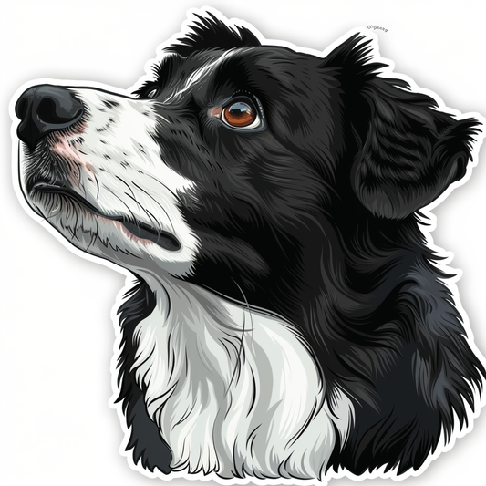 Border Collie Dog majestic Expressive surreal Vinyl Decal Sticker for Car, Laptop, Tumbler and more # F021754-4" x 4"
